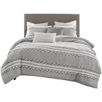 Olliix by INK+IVY Lennon Charcoal Full/Queen Cotton Jacquard Comforter Set