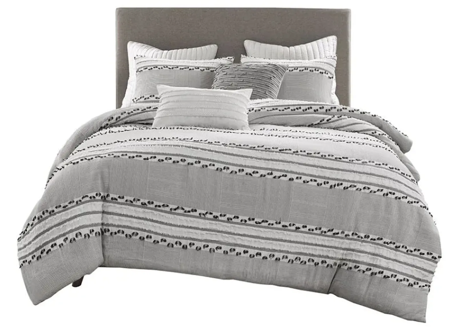 Olliix by INK+IVY Lennon Charcoal Full/Queen Cotton Jacquard Comforter Set