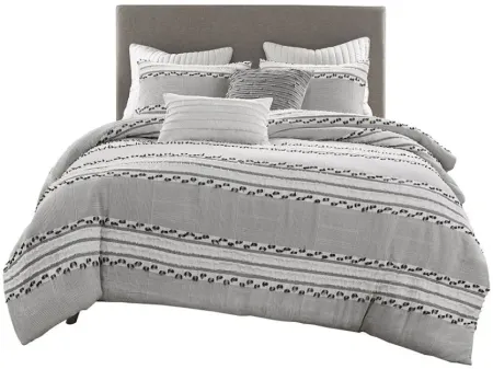 Olliix by INK+IVY Lennon Charcoal King/California King Cotton Jacquard Comforter Set