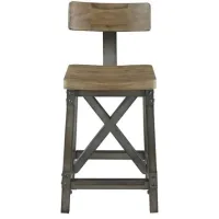 Olliix by Ink+Ivy Lancaster Oak and Silver Counter Height Stool