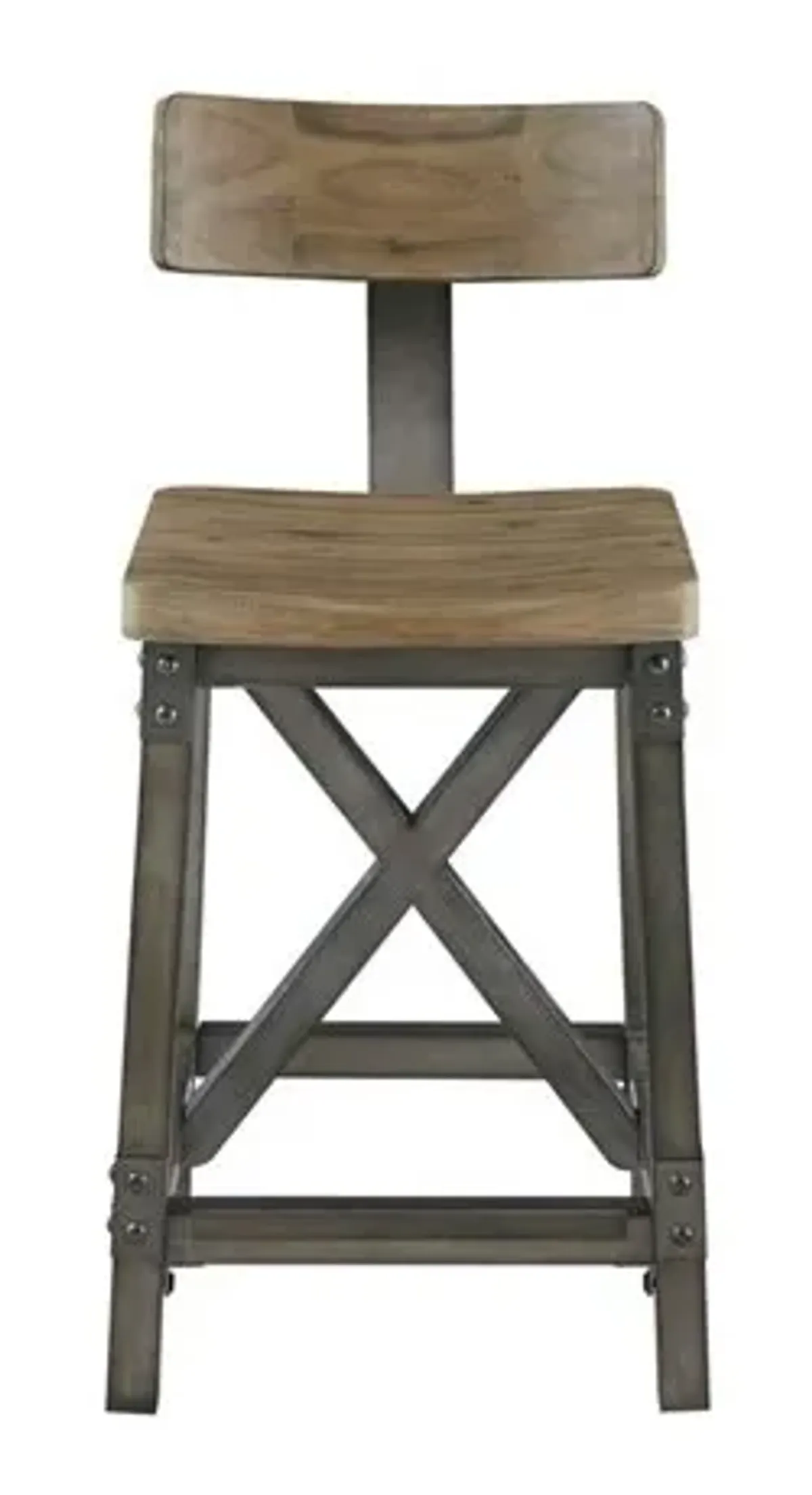 Olliix by Ink+Ivy Lancaster Oak and Silver Counter Height Stool