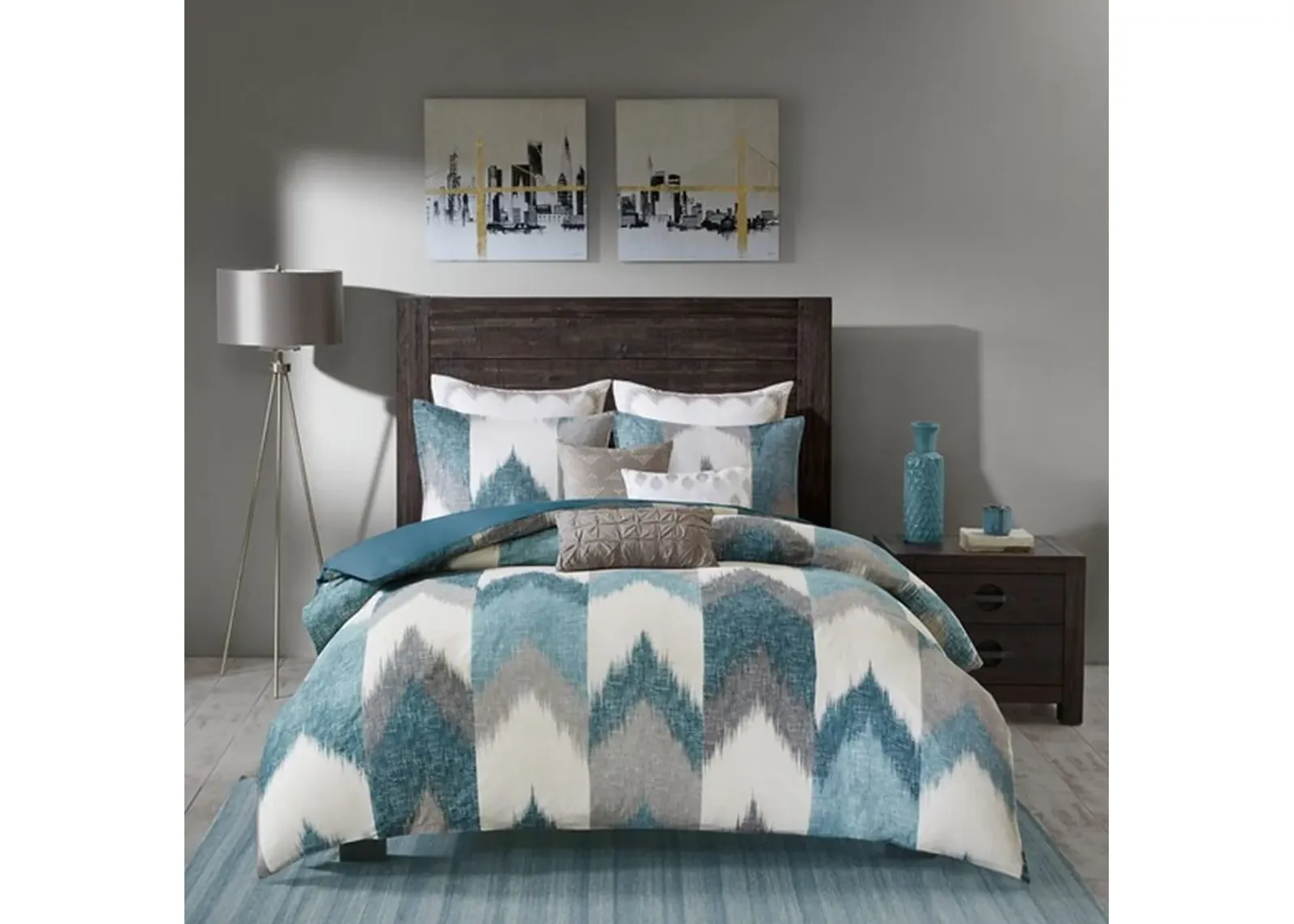 Olliix by INK+IVY Aqua  Full/Queen Alpine Cotton Comforter Mini Set