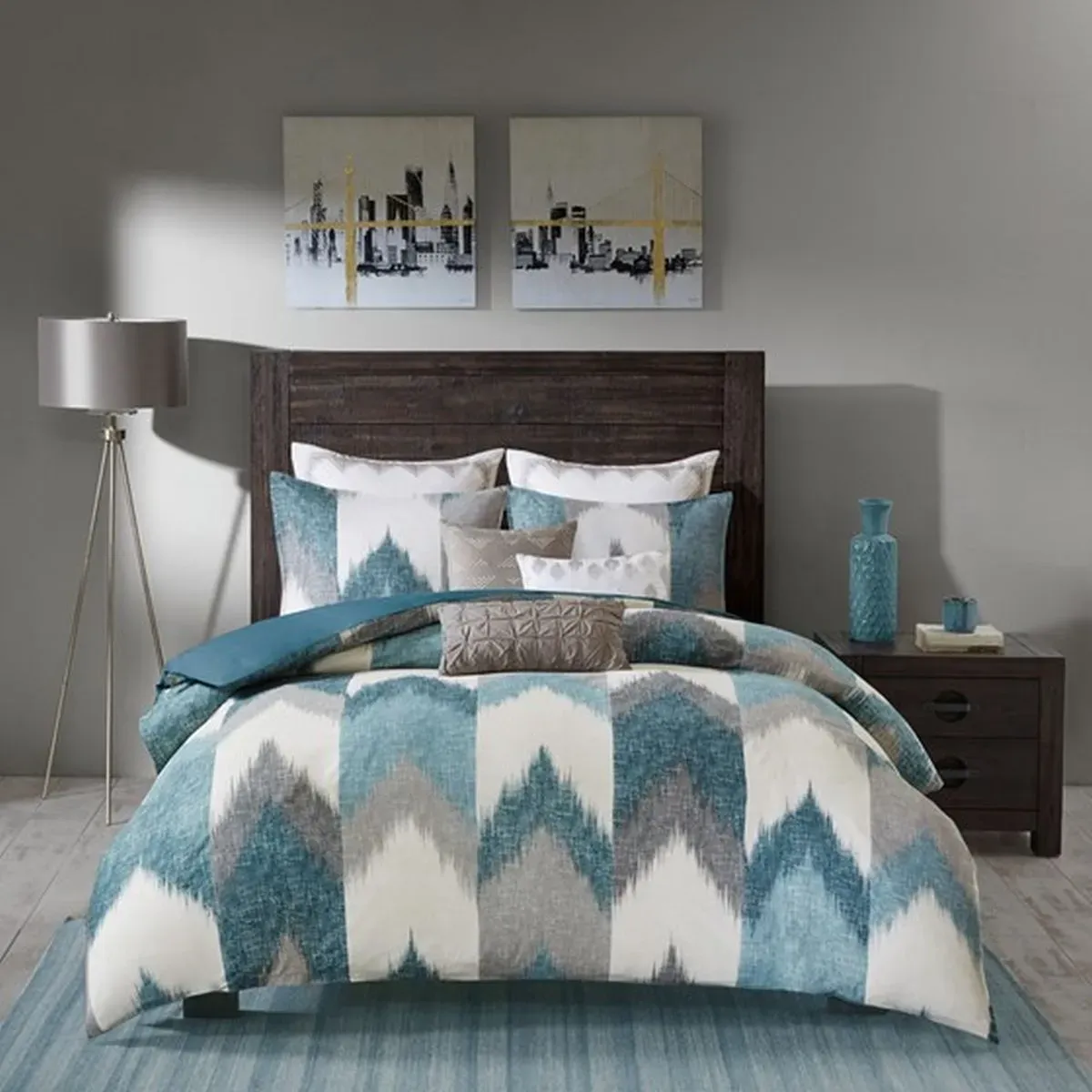 Olliix by INK+IVY Aqua  Full/Queen Alpine Cotton Comforter Mini Set