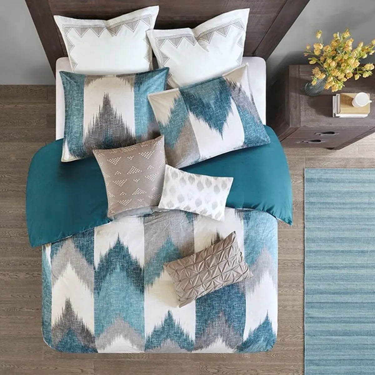 Olliix by INK+IVY Aqua King/California King Alpine Cotton Comforter Mini Set