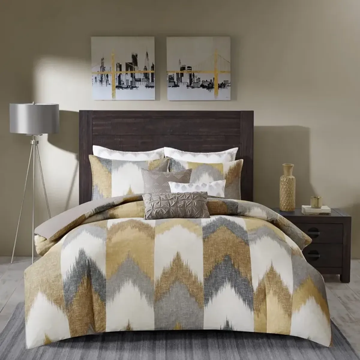 Olliix by INK+IVY Alpine Yellow Full/Queen Cotton Comforter Mini Set