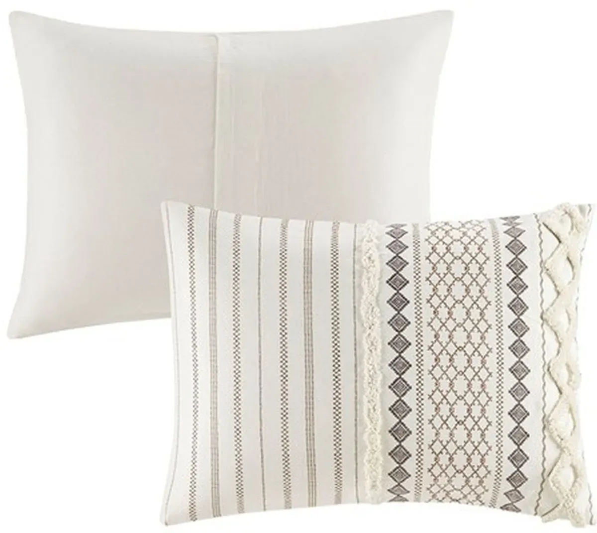 Olliix by INK+IVY Ivory King/California King Imani Cotton Comforter Mini Set