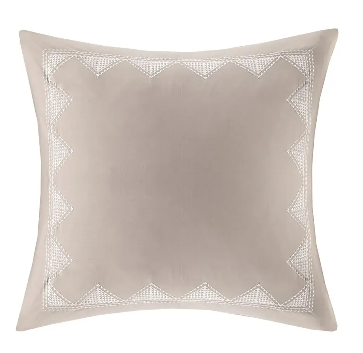 Olliix by INK+IVY Isla Taupe Cotton Embroidered Euro Sham