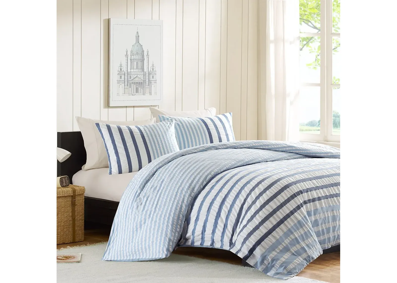 Olliix by INK+IVY Blue Twin Sutton Duvet Cover Set