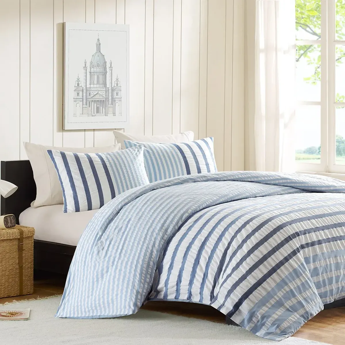 Olliix by INK+IVY Blue Twin Sutton Duvet Cover Set