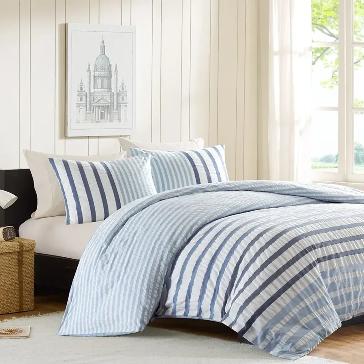 Olliix by INK+IVY Blue King Sutton Duvet Cover Set