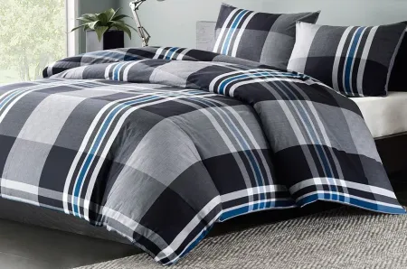 Olliix by INK+IVY Grey Twin Nathan Duvet Cover Mini Set
