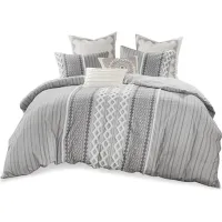 Olliix by INK+IVY Gray Full/Queen Imani Cotton Duvet Cover Mini Set