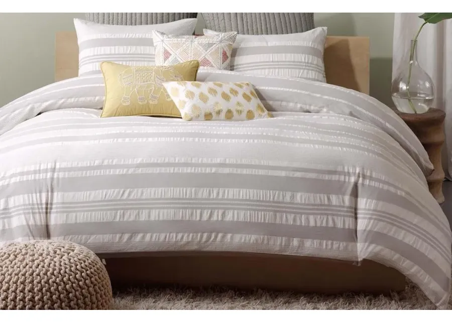Olliix by INK+IVY Grey Full/Queen Lakeside Duvet Cover Mini Set