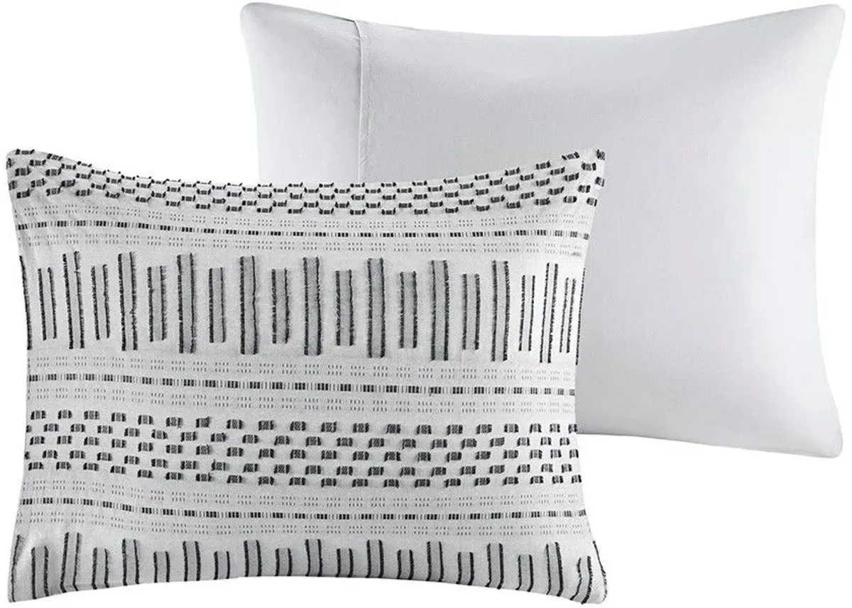 Olliix by INK+IVY Grey King/California King Rhea Cotton Jacquard Duvet Cover Mini Set