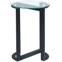 Olliix by INK+IVY Evan Black Round Glass Accent End Table