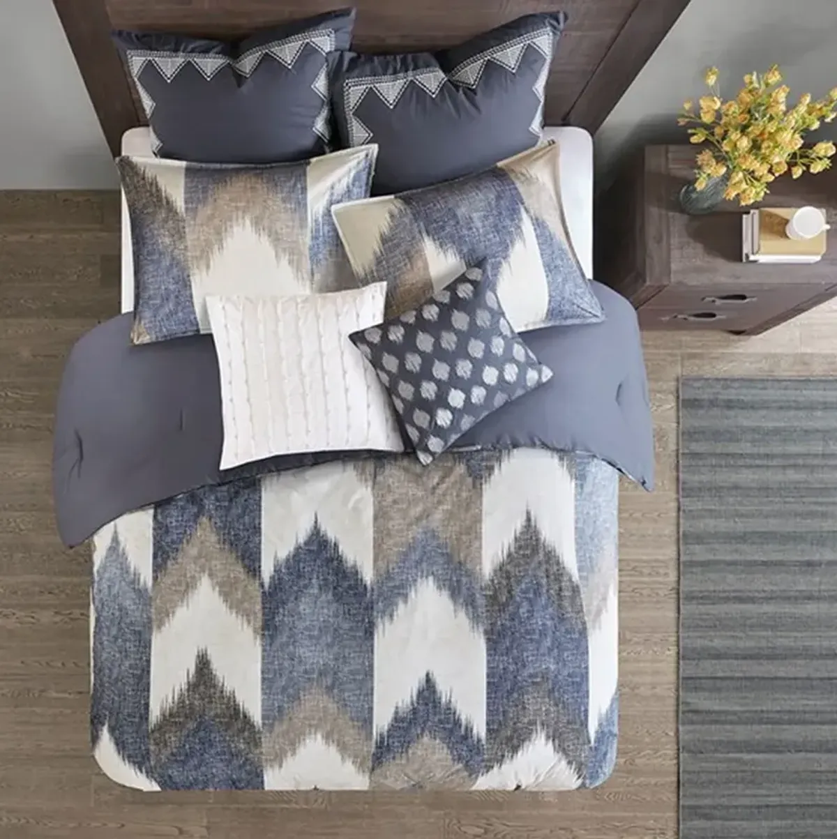 Olliix by INK+IVY Navy Full/Queen Alpine Cotton Duvet Cover Mini Set