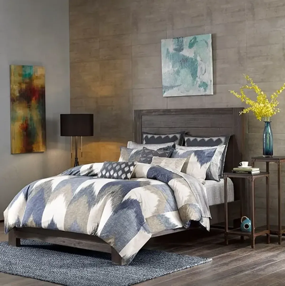 Olliix by INK+IVY Navy King/California King Alpine Cotton Duvet Cover Mini Set