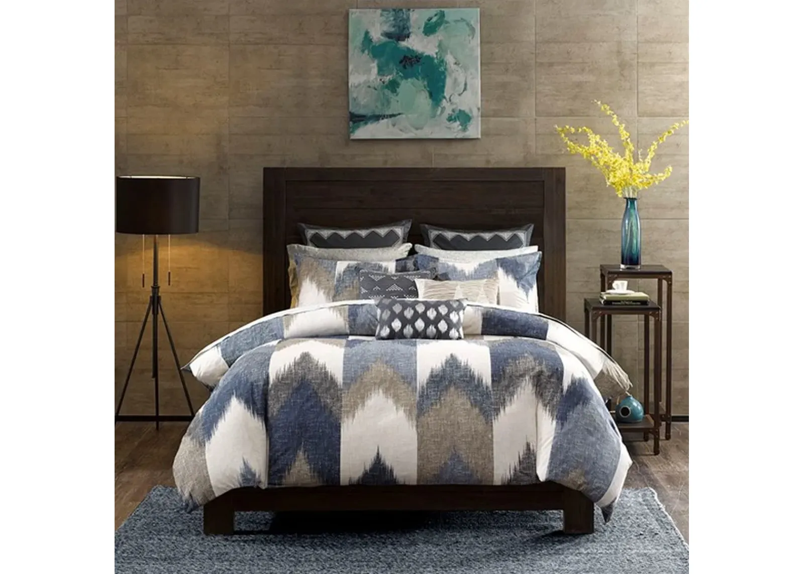 Olliix by INK+IVY Navy King/California King Alpine Cotton Duvet Cover Mini Set