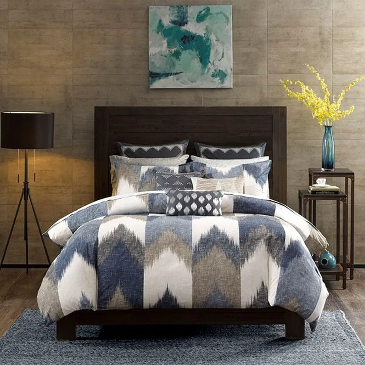 Olliix by INK+IVY Navy King/California King Alpine Cotton Duvet Cover Mini Set