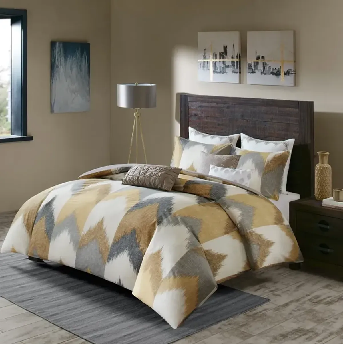 Olliix by INK+IVY Alpine Yellow King/California King Cotton Duvet Cover Mini Set