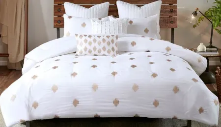Olliix by INK+IVY 3 Piece Copper Full/Queen Stella Dot Cotton Percale Duvet Cover Mini Set