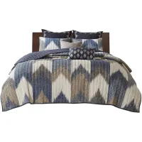Olliix by INK+IVY 3 Piece Navy Full/Queen Alpine Printed Cotton Coverlet Set