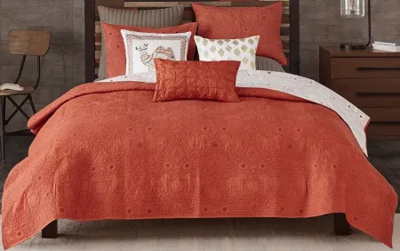 Olliix by INK+IVY 3 Piece Coral Full/Queen Kandula Coverlet Mini Set