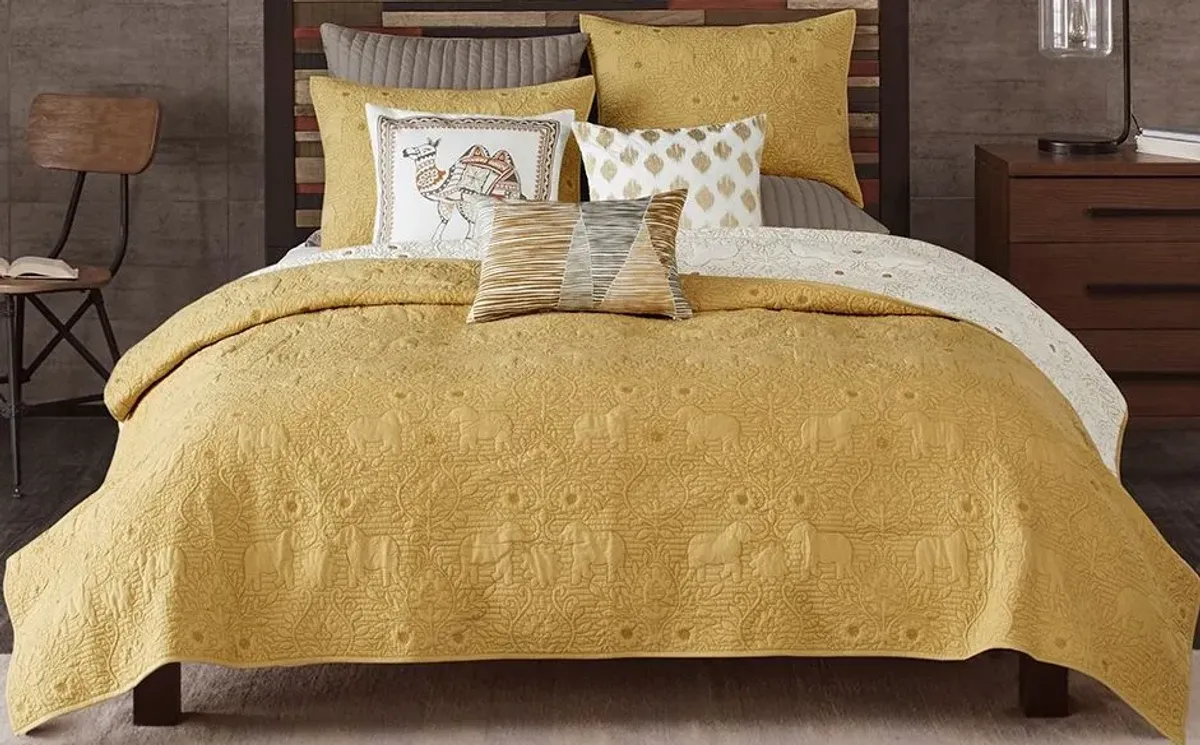 Olliix by INK+IVY 3 Piece Yellow Full/Queen Kandula Coverlet Mini Set