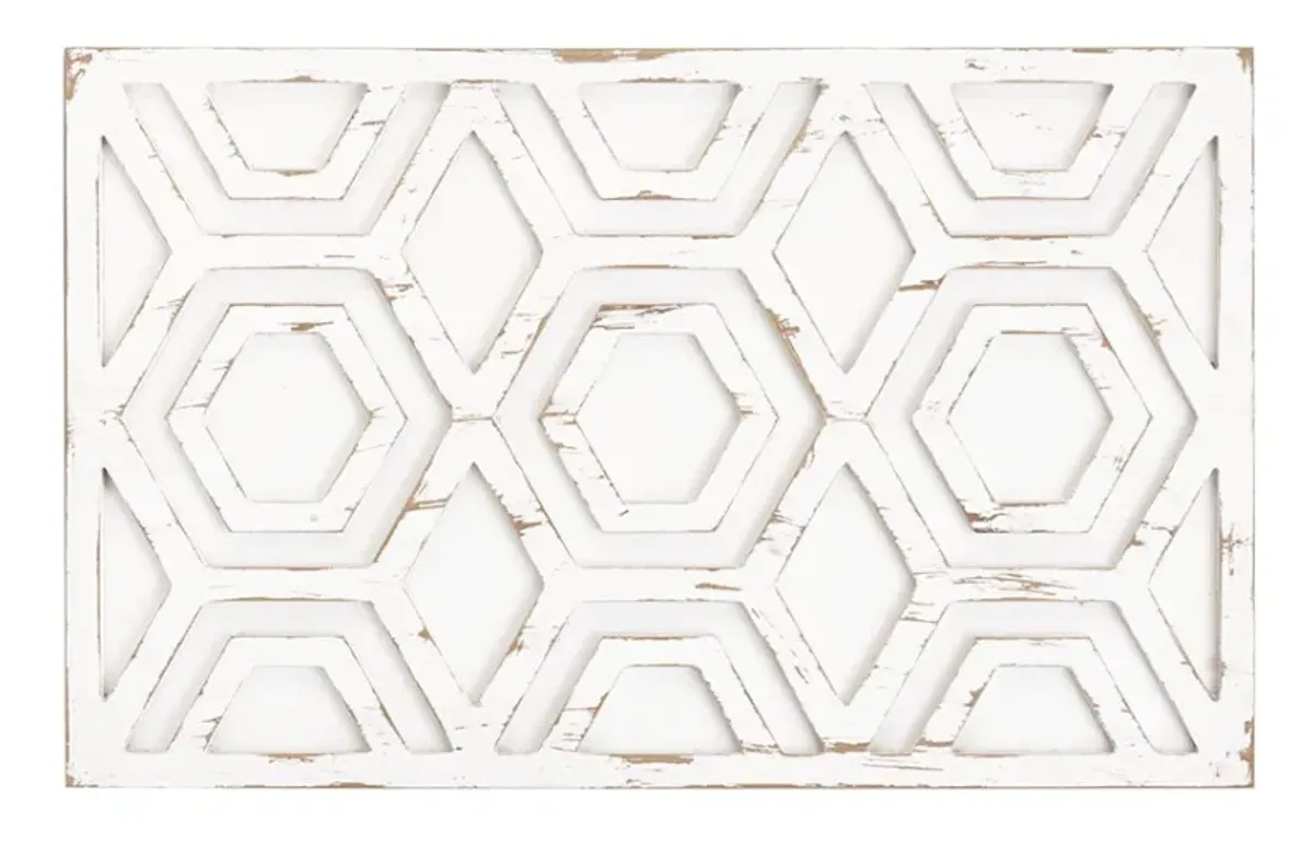 Olliix by INK+IVY Ralston White Wooden Wall Art with Pattern