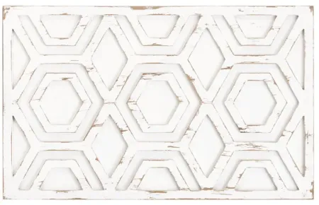 Olliix by INK+IVY Ralston White Wooden Wall Art with Pattern