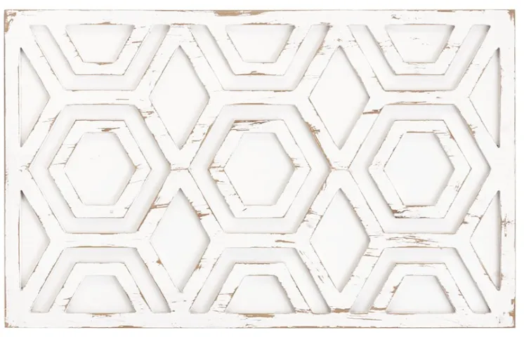 Olliix by INK+IVY Ralston White Wooden Wall Art with Pattern