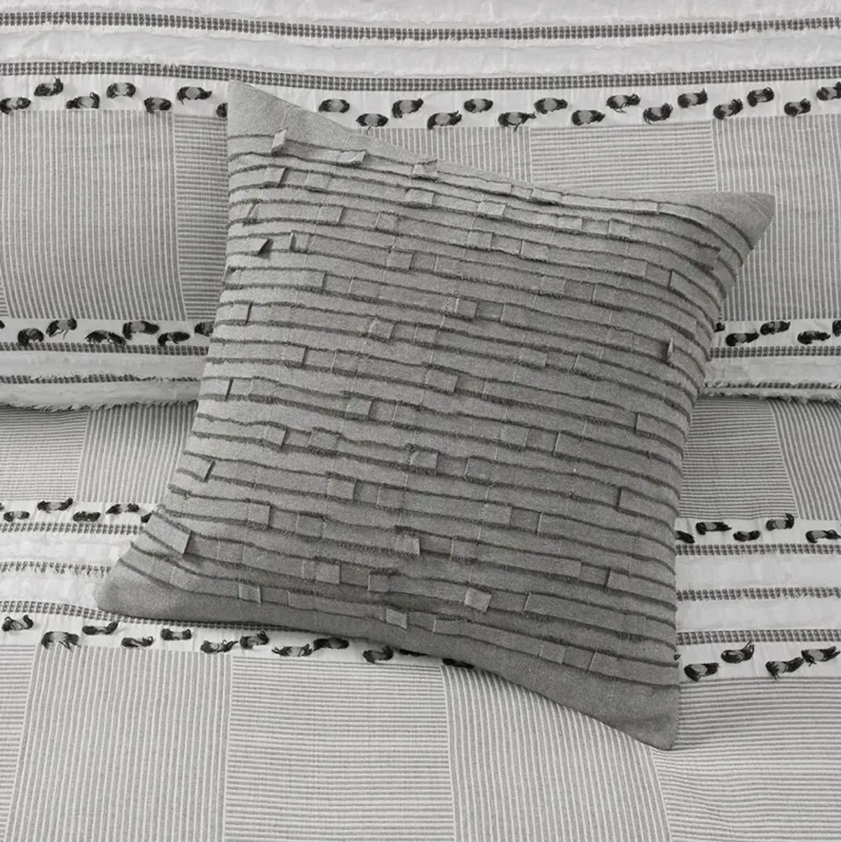 Olliix by INK+IVY Kerala Taupe Cotton Square Pillow