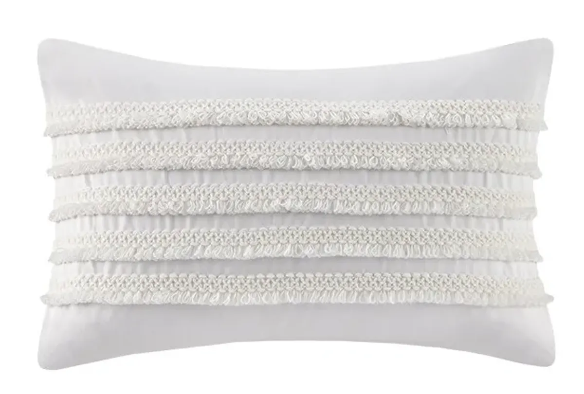 Olliix by INK+IVY Daria Ivory Cotton Oblong Pillow