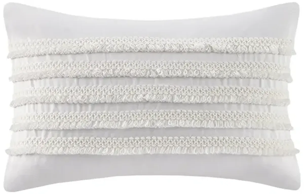 Olliix by INK+IVY Daria Ivory Cotton Oblong Pillow