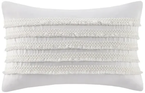 Olliix by INK+IVY Daria Ivory Cotton Oblong Pillow