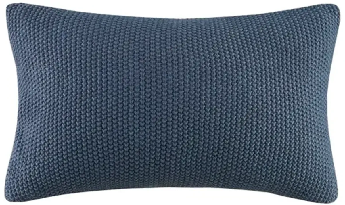 Olliix by INK+IVY Bree Knit Indigo 12" x 20" Oblong Pillow Cover