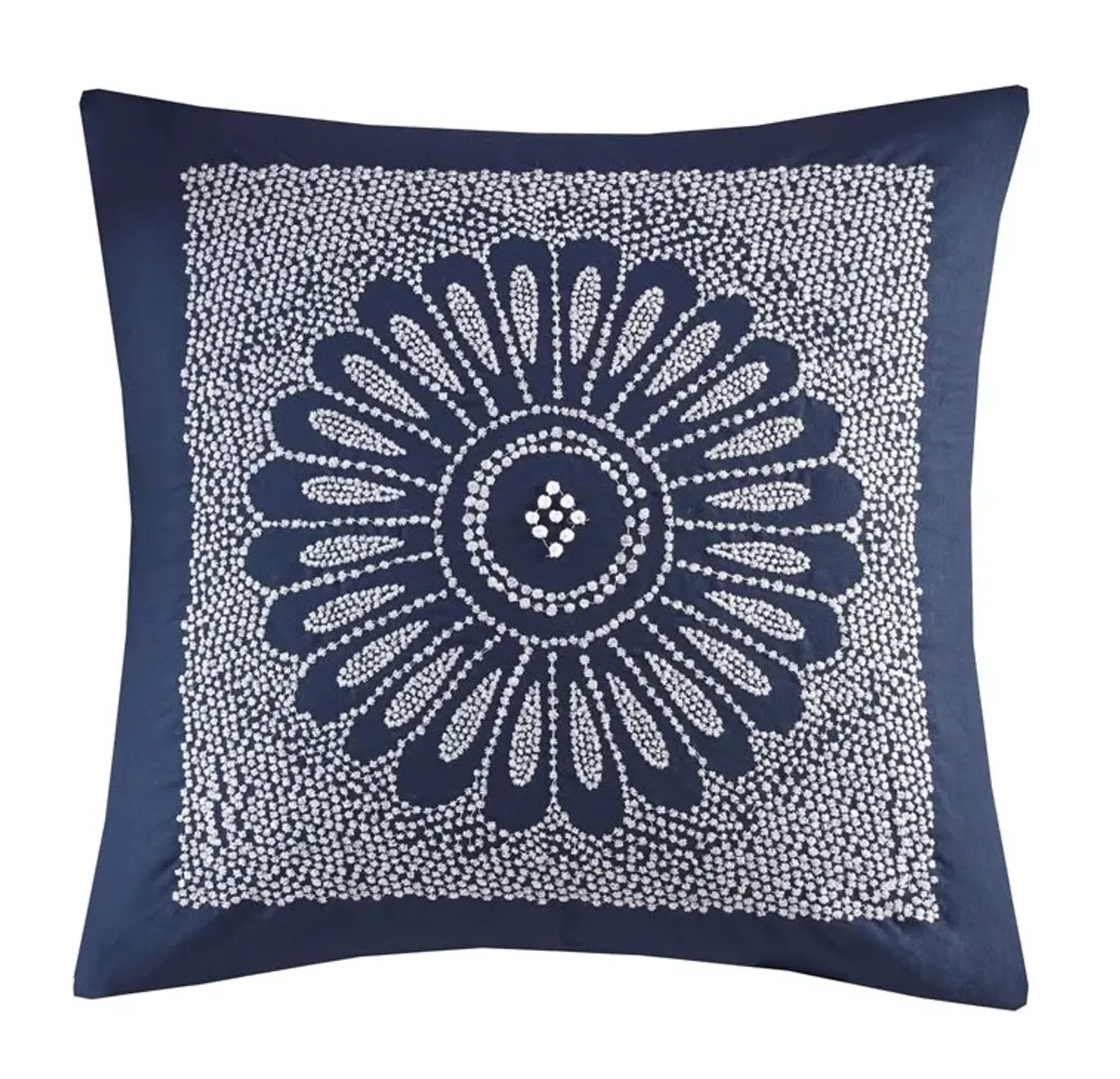 Olliix by INK+IVY Sofia Navy Cotton Embroidered Decorative Square Pillow