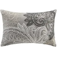 Olliix by INK+IVY Taupe Kiran Cotton Oblong Pillow with Chain Stitch