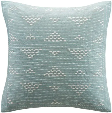 Olliix by INK+IVY Blue Cario Embroidered Square Pillow