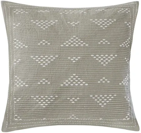Olliix by INK+IVY Taupe Cario Embroidered Square Pillow
