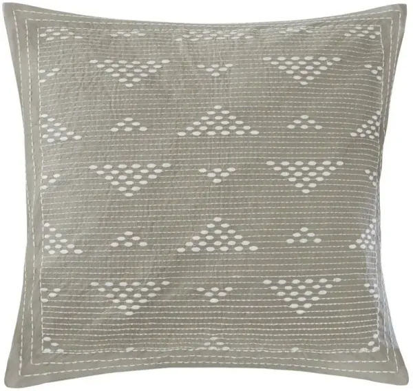 Olliix by INK+IVY Taupe Cario Embroidered Square Pillow