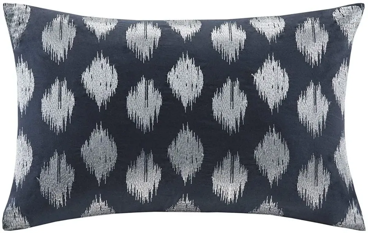 Olliix by INK+IVY Navy Nadia Dot Embroidered Oblong Pillow