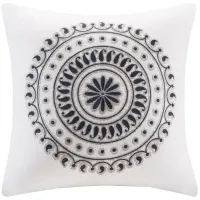 Olliix by INK+IVY Navy Fleur Embroidered Square Pillow