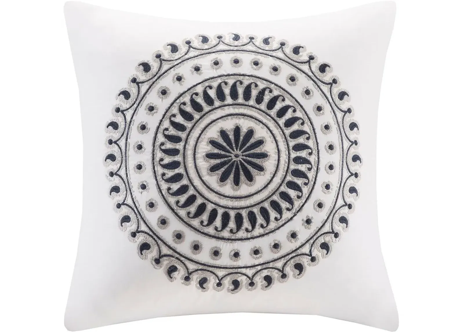 Olliix by INK+IVY Navy Fleur Embroidered Square Pillow