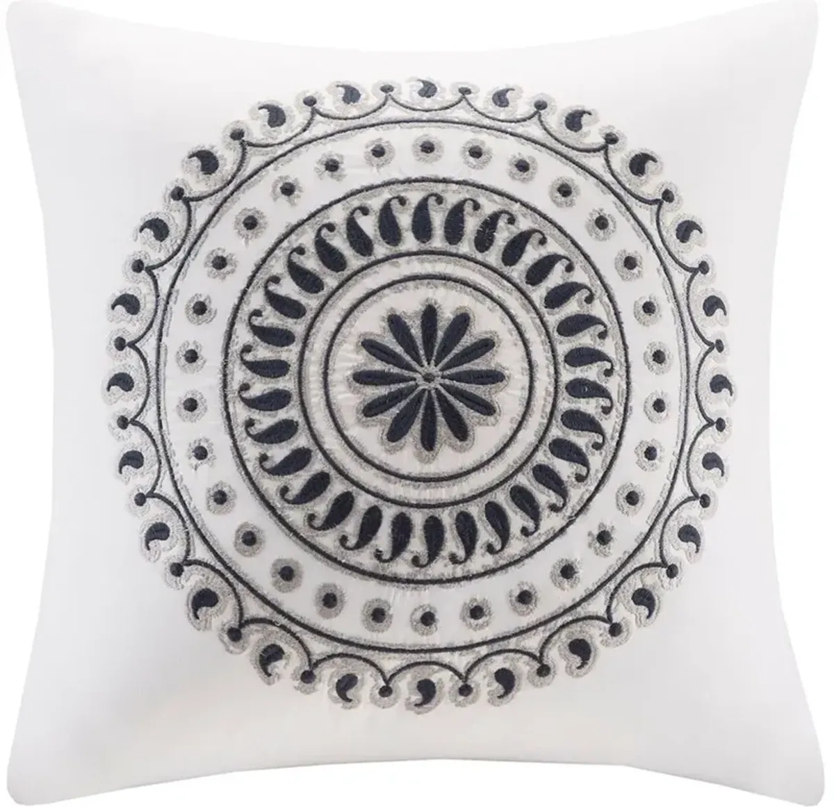 Olliix by INK+IVY Navy Fleur Embroidered Square Pillow