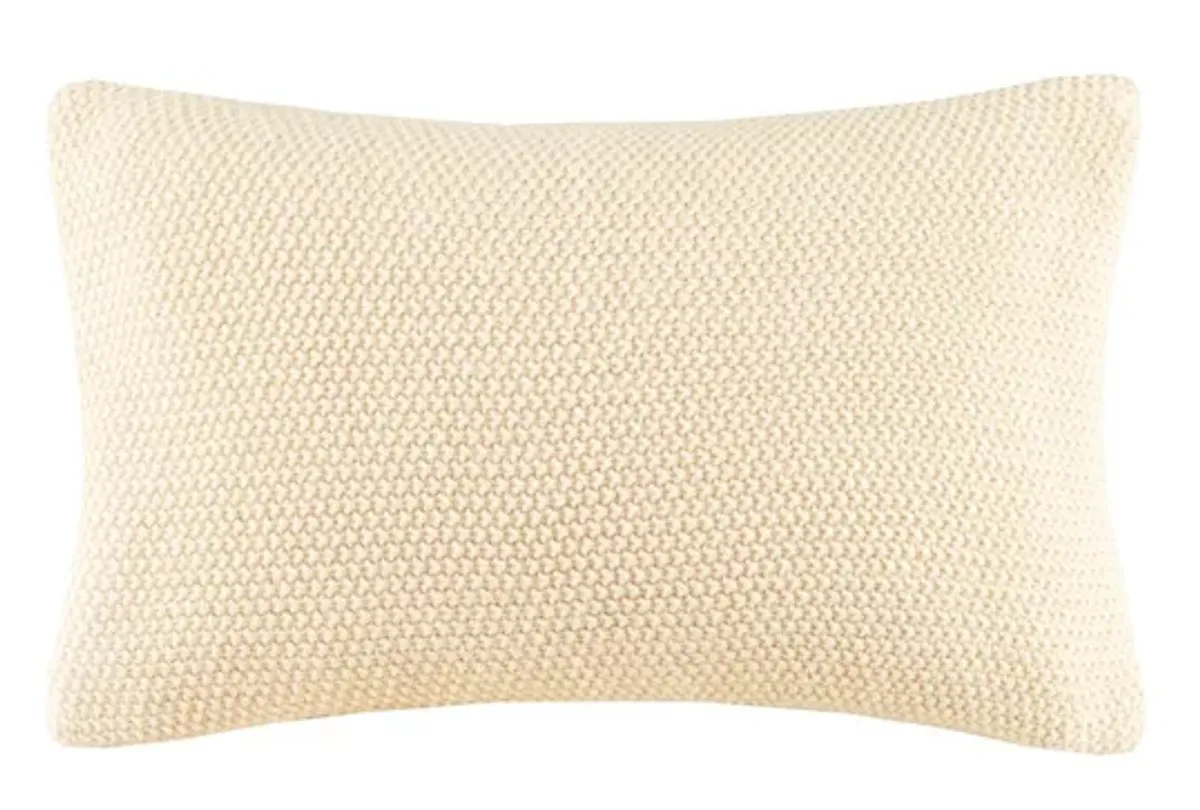 Olliix by INK+IVY Bree Knit Ivory 12" x 20" Oblong Pillow Cover