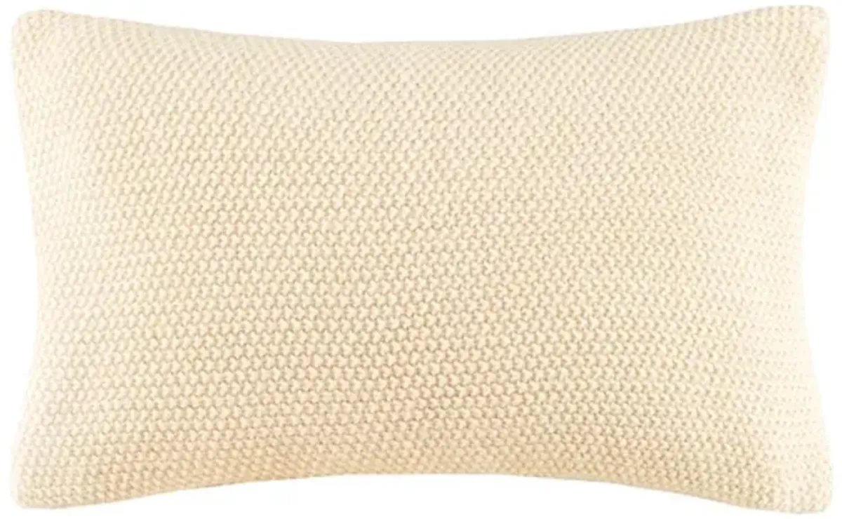 Olliix by INK+IVY Bree Knit Ivory 12" x 20" Oblong Pillow Cover