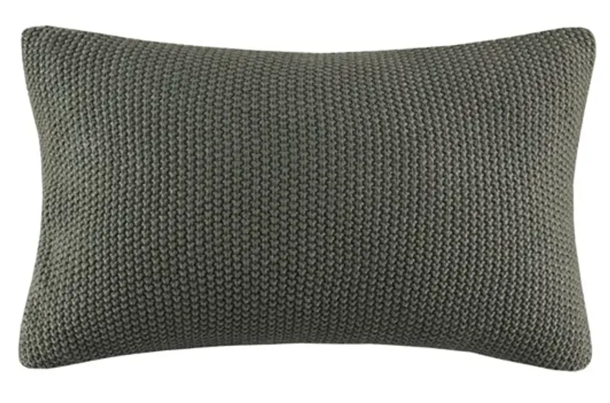 Olliix by INK+IVY Bree Knit Charcoal 12" x 20" Oblong Pillow Cover