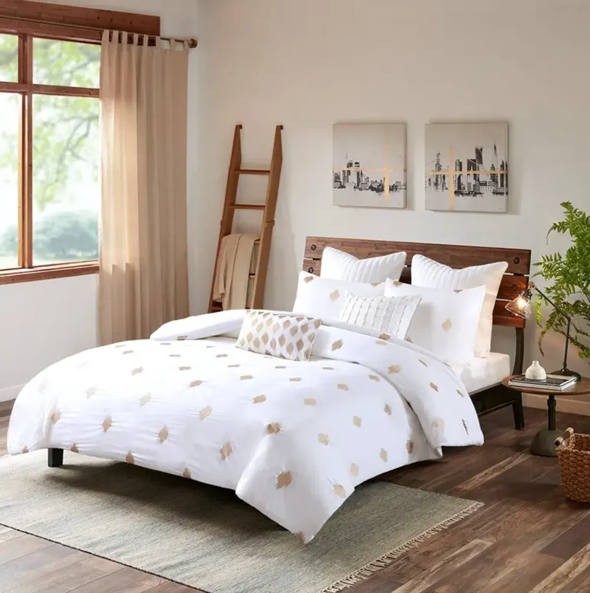 Olliix by INK+IVY Copper Stella Dot Cotton Oblong Pillow