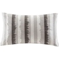 Olliix by INK+IVY Grey Chet Embroidered Cotton Oblong Pillow